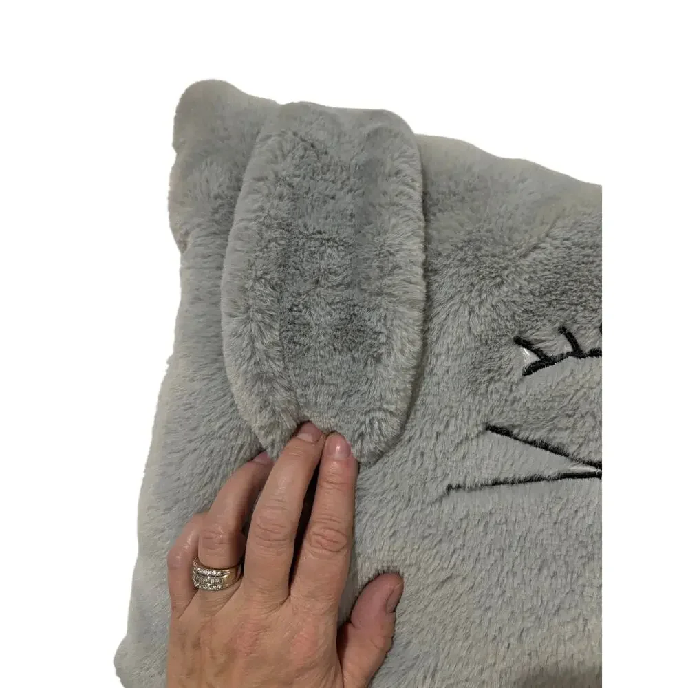 Grey soft adorable small body pillow with floppy wide set ears in grey like new